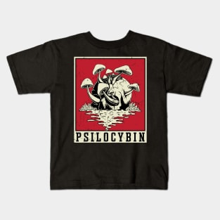 Psilocybin Retro Psychedelic Magic Mushroom Vintage Mycology Kids T-Shirt